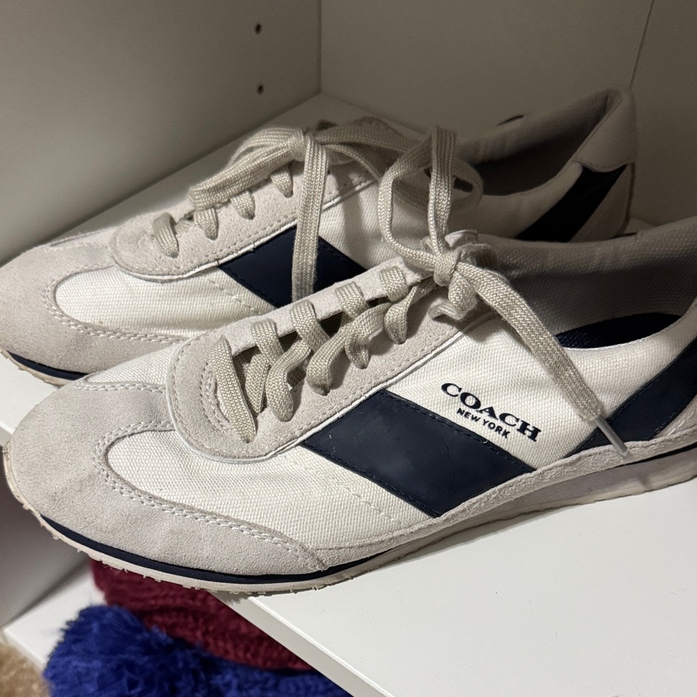 Coach Women’s White and Dark Blue Sneakers